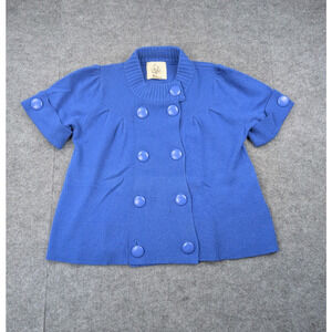 TWG Cashmere Sweater Womens Medium Retro Mod Twee Blue Swing Cardigan Minimalist